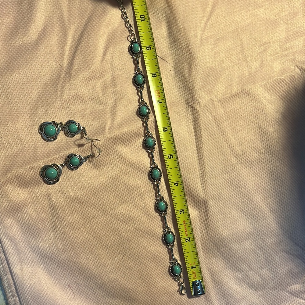 🎁faux Turquoise Anklet and earrings .NWOT - Picture 8 of 8